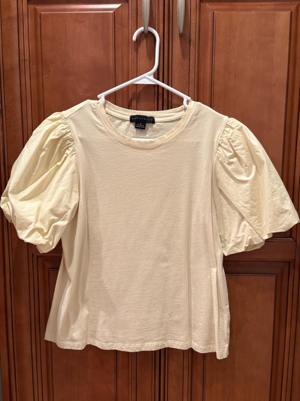 Sanctuary Cream Puff-Sleeve Cotton Top